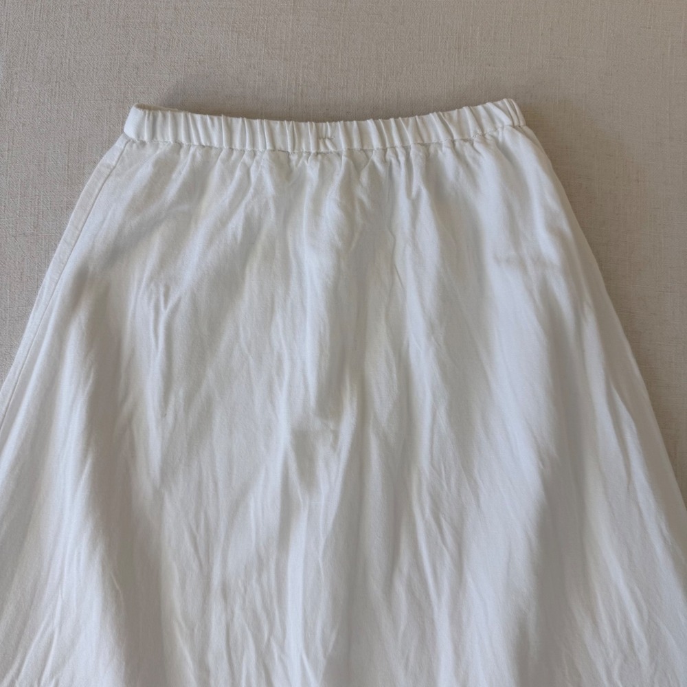 Petal + Pup Midi Skirt Womens XS White Linen Blend Elastic Waist Coastal Chic - Picture 8 of 12